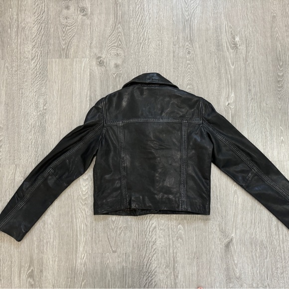 Topshop Women's Black Classic Real Leather Biker Jacket - Picture 3 of 6